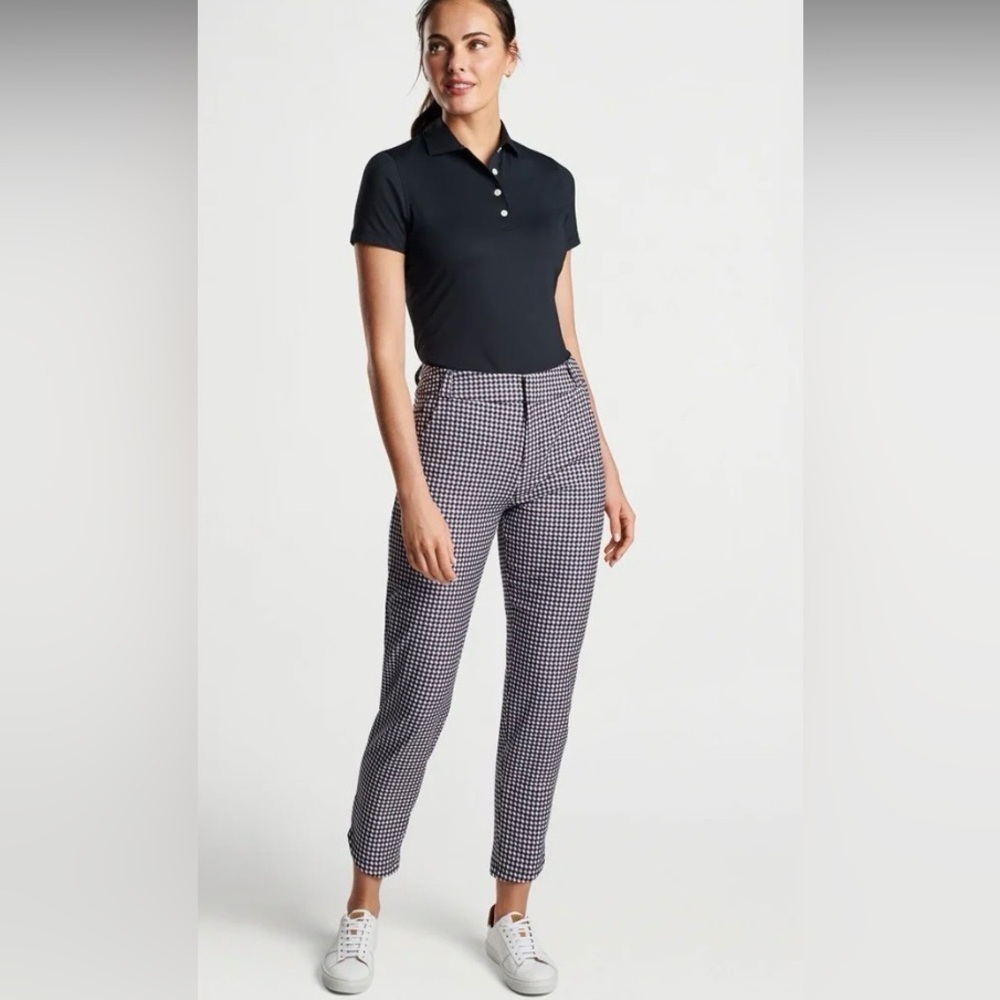 Peter Millar Women's Surge Gingham Print Performance Ankle
Golf Pants Black. NWT